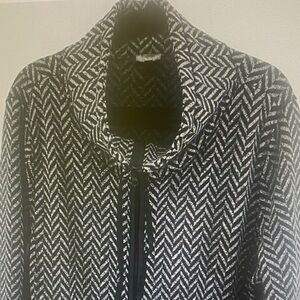 T by Talbots Herringbone Zip Jacket High Neck Blazer Gray XL Athleisure Caual